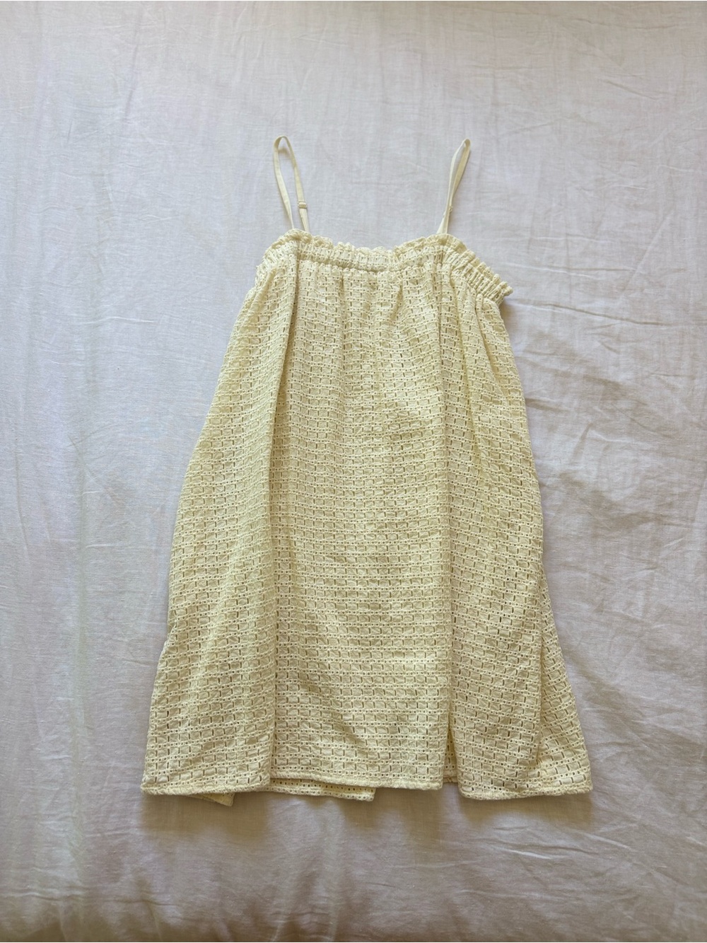 Rylee + Cru Cream Color Mini Dress with Spaghetti Straps